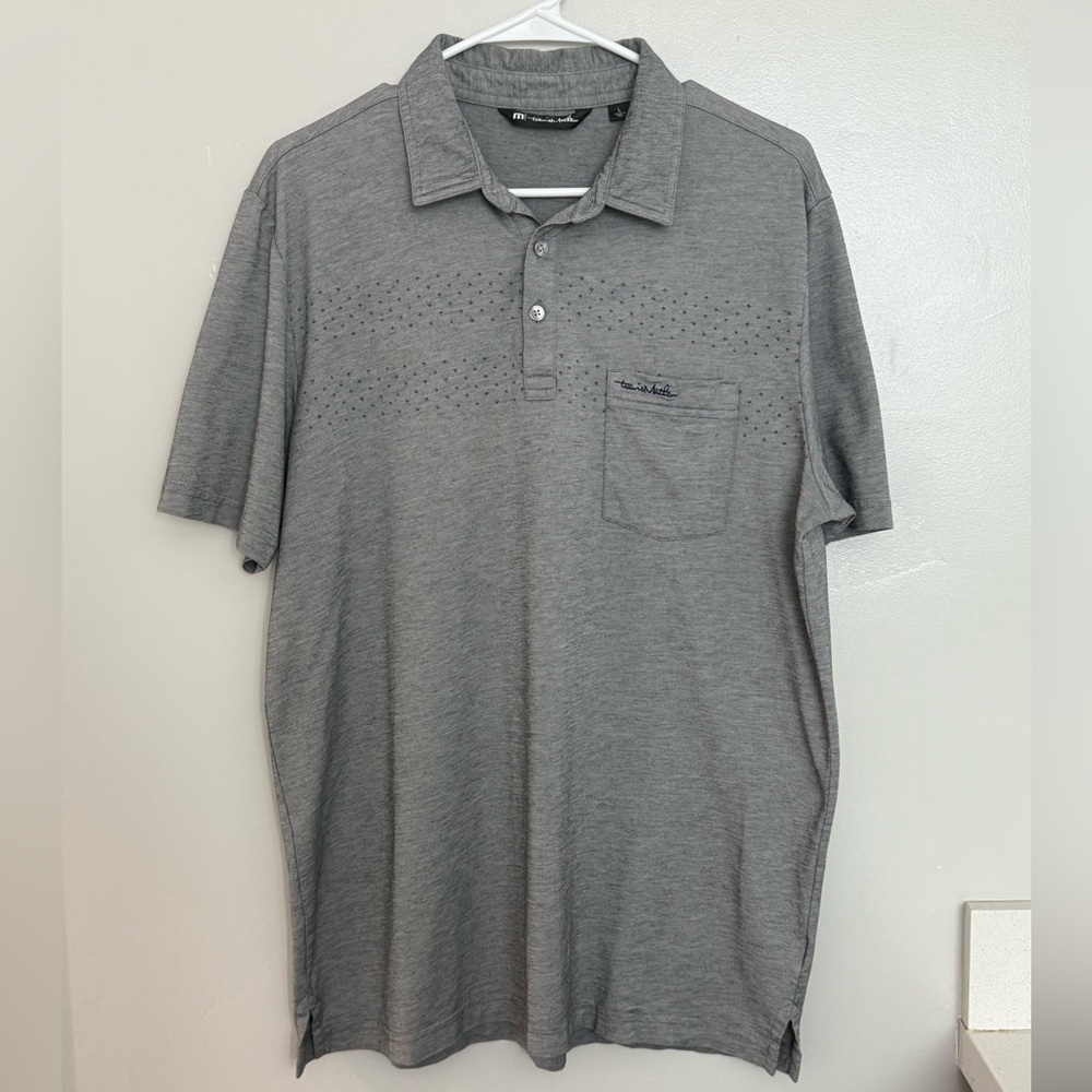 Travis Mathew Gray Polo Shirt with Classic Collar. Size Large.